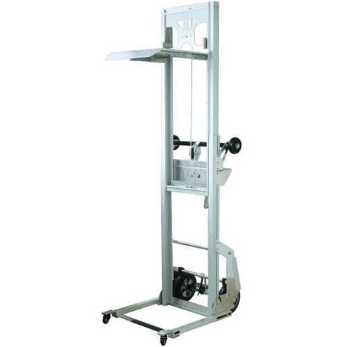 90kg Rated Mini Aluminium Hand Stacker - Mast Lift Trolley