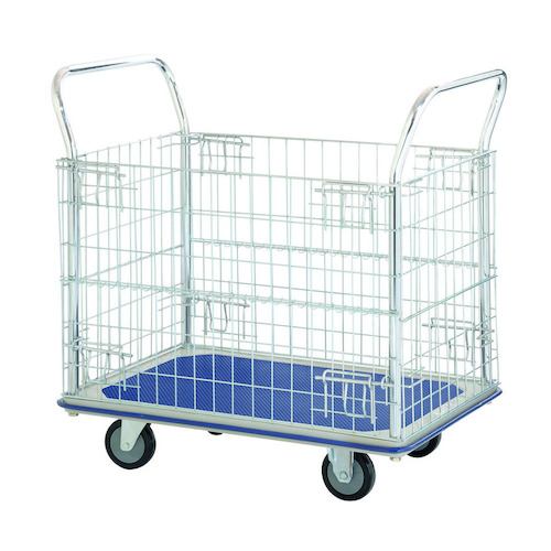 370kg Rated Platform Trolley With Mesh Sides - Vinyl Top - 970 x 615mm - Chrome