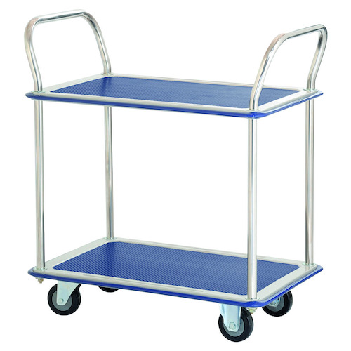 370kg Rated 2 Tier Platform Trolley With Vinyl Top - 965 x 615mm - Chrome