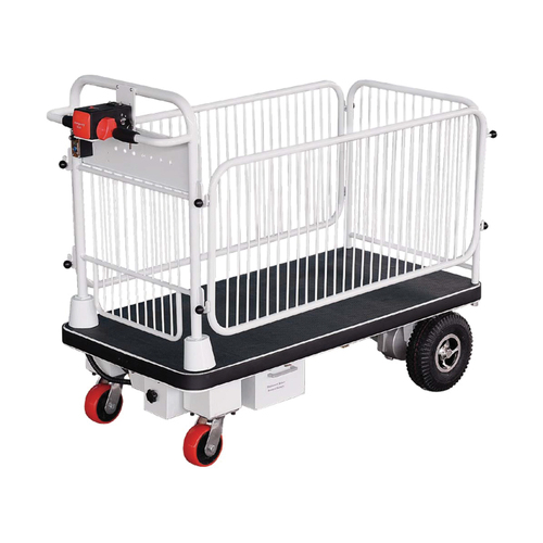 500kg Rated Powered Heavy Duty Industrial Trolley Cart - 4 Wheel - With Cage