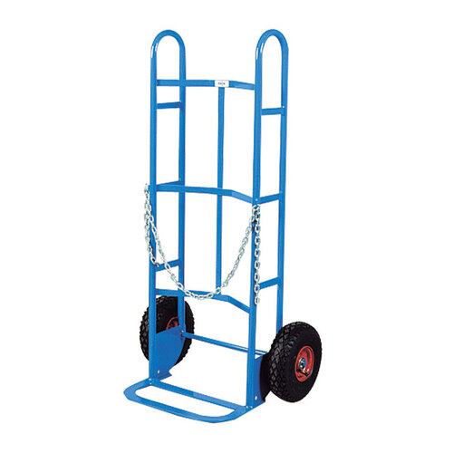 220kg Rated Heavy Duty Handtruck Drum Trolley - 1235mm - 250mm Pneumatic Wheels
