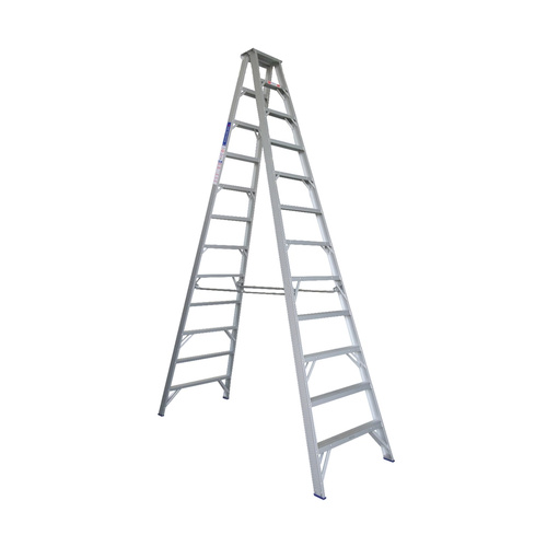 Indalex 12 Steps Pro Aluminium Double Sided Step Ladder - 3.6m - 150kg Rated