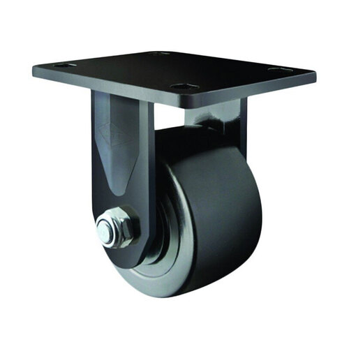 400kg Rated Heavy Duty Cast Iron Castor - 75mm - Low Profile with Plate Rigid