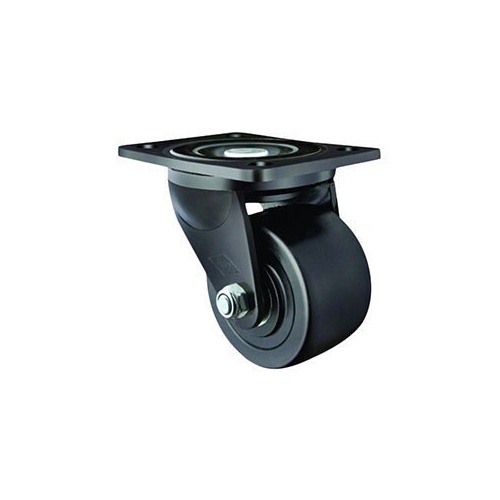400kg Rated Heavy Duty Cast Iron Castor - 75mm - Low Profile with Plate Swivel