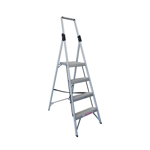Indalex 4 Steps 120kg Rated Aluminium Single Sided Step Ladder - 1.2m - Slimline