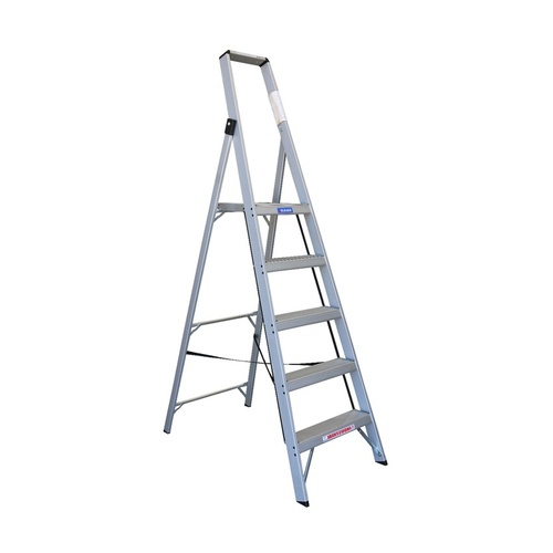 Indalex 5 Steps 150kg Rated Aluminium Single Sided Step Ladder - 1.5m - Slimline