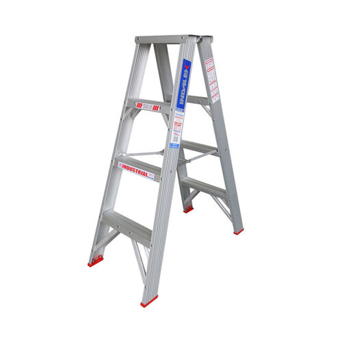 Indalex 4 Steps Trade Aluminium Double Sided Step Ladder - 1.2m - 150kg Rated