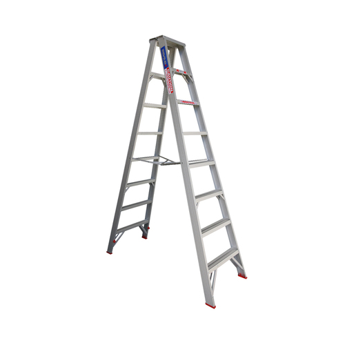 Indalex 8 Steps Trade Aluminium Double Sided Step Ladder - 2.4m - 120kg Rated