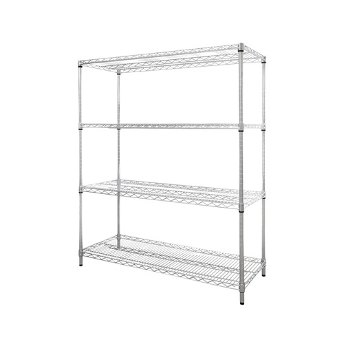 4 Tier Chrome Wire Mesh Shelving - 457 x 457 x 1800mm