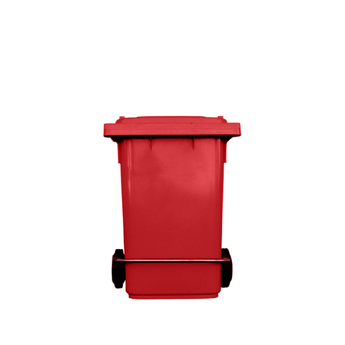80L Industrial Wheelie Waste Bin With Lid Lifter - Red